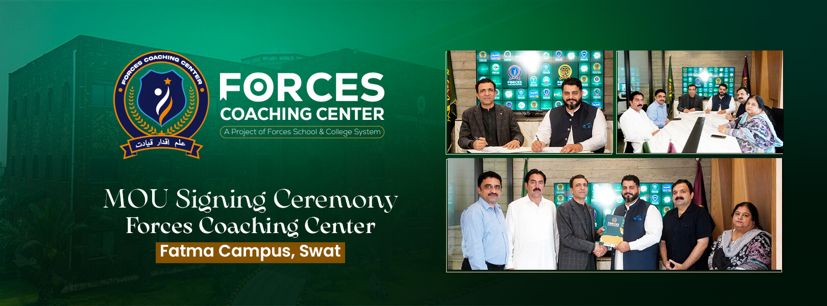 MoU Signing Ceremony of Forces Coaching Center – Fatma Campus, Swat